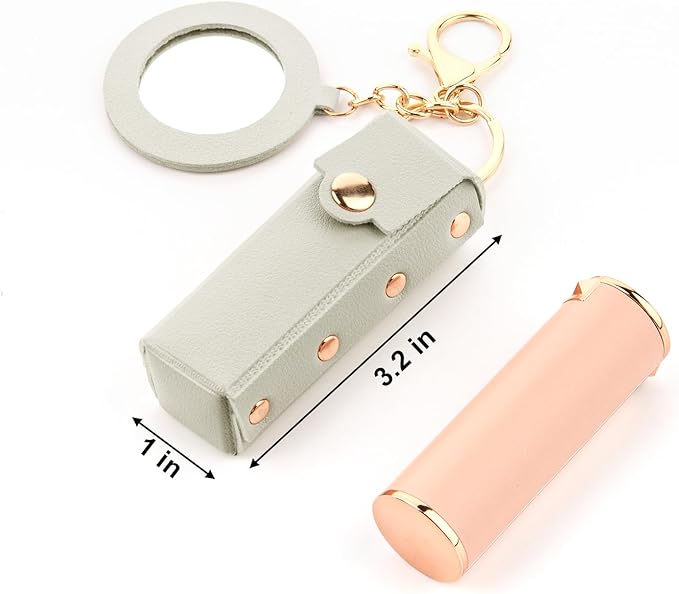 Lipstick Organizer Keychain Chapstick Case with Mirror Organizer