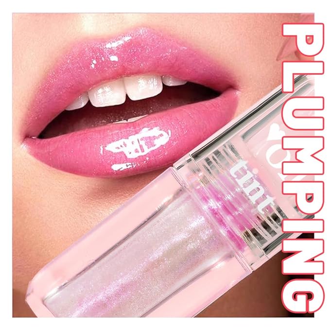 2 Pcs Magic Color Changing Lip Oil, Long Lasting Glitter Shimmer Lip Gloss with Big Brush, Non-sticky and Fresh Texture Lip Glow Oil, Moisturizing Lip Care Makeup (Glitter, 02# + 04#)