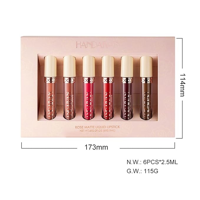 Matte Liquid Lipstick Sets, 6 Nude Colors Non-stick Gloss,