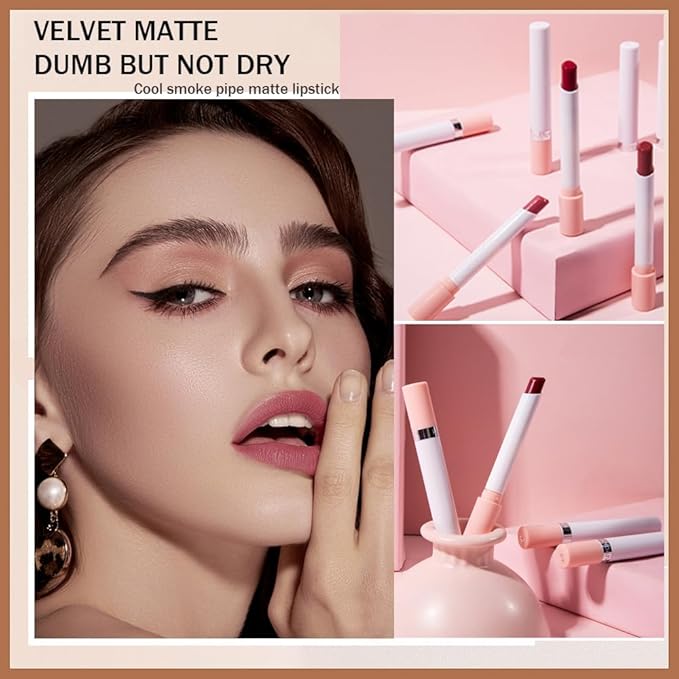 4 Colors Mini Little Tube Lipstick, Matte Velvet Long