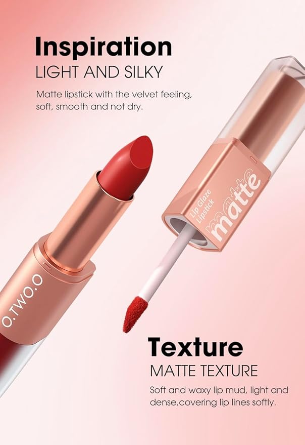 2-in-1 Matte Lip Gloss & Lipstick - Waterproof, Gloss