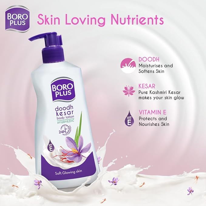 Ayurvedic Body Lotion | with Milk & Saffron | Moisturizing Lotion for Dry Skin | Hydrates & Provide Soft and Supple Skin | 13.53 Oz/400ml