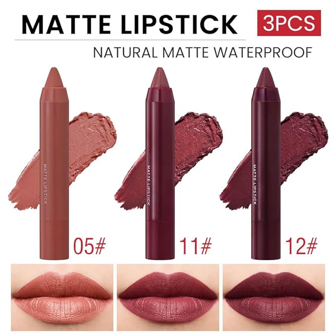 BINGBRUSH Crayon Matte Longwear Lipstick Pack Set,Moisture Sm