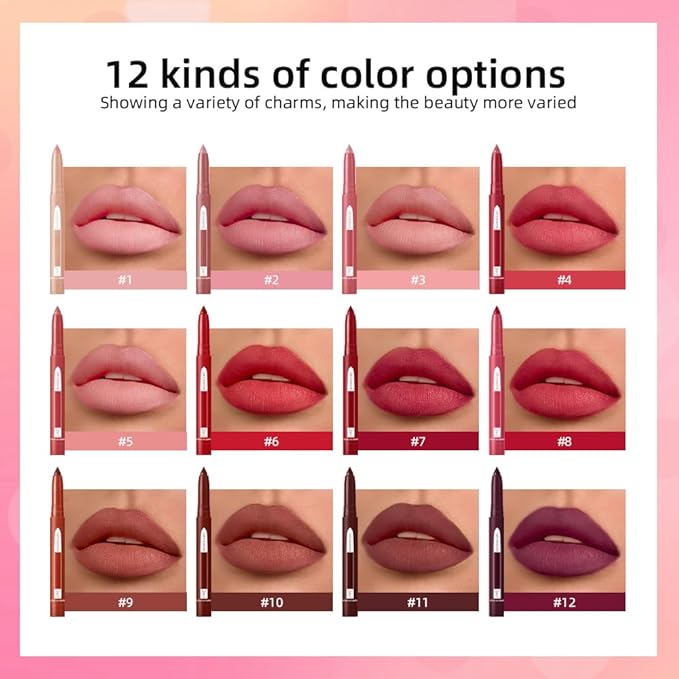 2-in-1 Lip Crayon, lip liner, Lip Liner Pencil, Slim Lip Pencil, Beauty Lip Gloss, Super Professional Tip Matte Lipstick (#5)