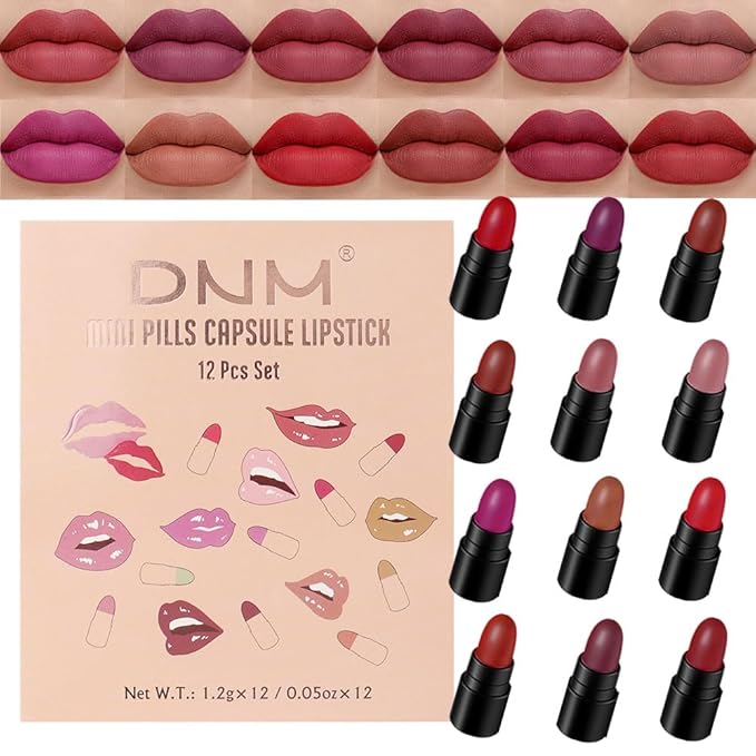 12 Capsule Pills Lipstick Mini Lip Stick Packs originales