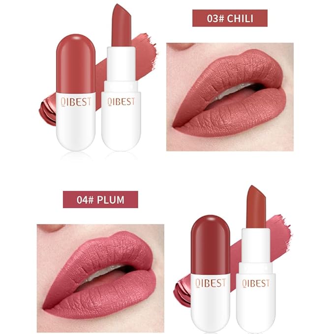 QiBest Mini Capsule Lipstick 6 Piece Set Velvet Long