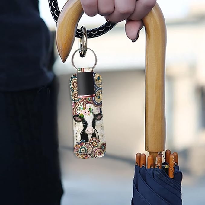 Bulopur Mandala Cow Chapstick Holder Slim Neoprene Lipstick