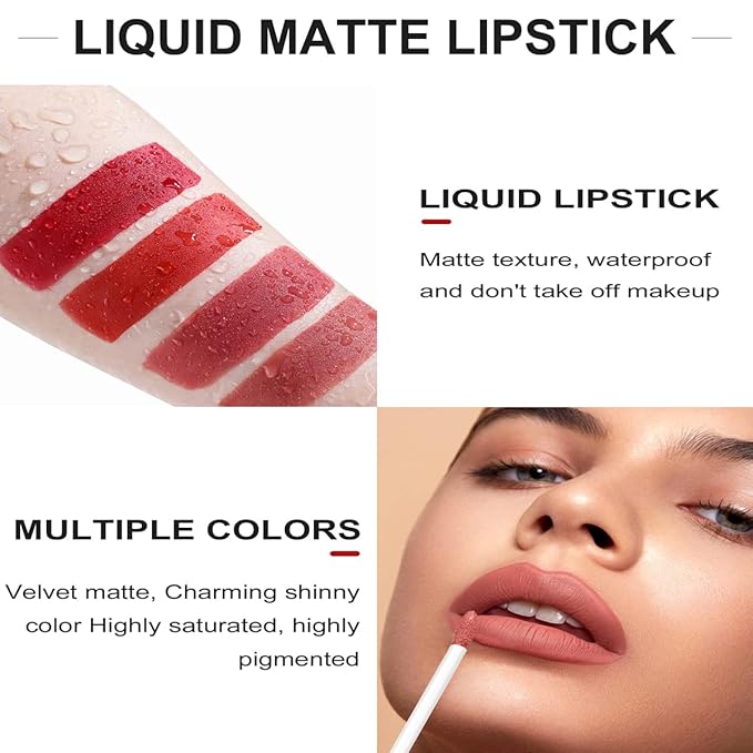 Matte Lip Liner Pen and Velvet Lipstick Set, Long