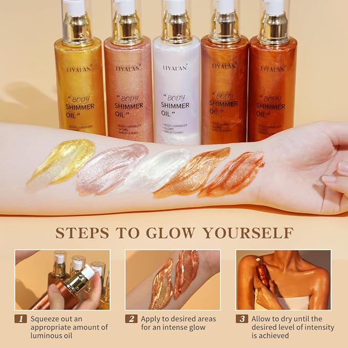 Liyalan Shimmer Body Oil Rose Gold