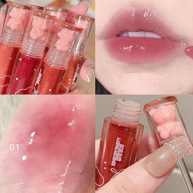 Yasovigi 6pcs Jelly Lip Gloss Bear Lip Stain Yasovigi