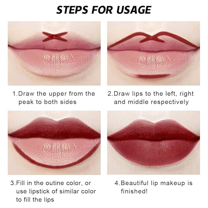 2 Pcs Halloween Dark Matte Liquid Lipstick + Lip Liner Pens Sets, 8 Colors High Pigmented Goth Sexy & Bold Lip Gloss, 24H Waterproof Long-lasting Matte Lipstick , Non-Stick Cup Velvety Lip Makeup for Women (01 Black)