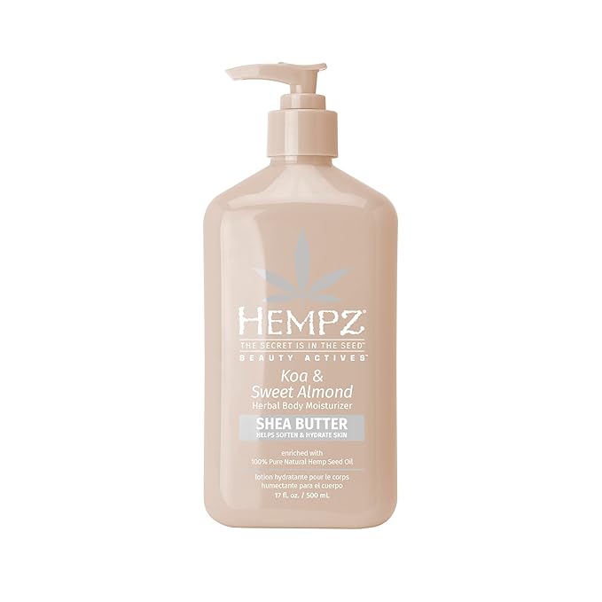 Hempz Smoothing Herbal, Koa & Sweet Almond Body Moisturizer, 17 Fl Oz (Pack of 1), Pink