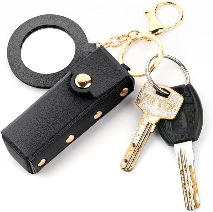 Lipstick Organizer Keychain Chapstick Case with Mirror Organizer
