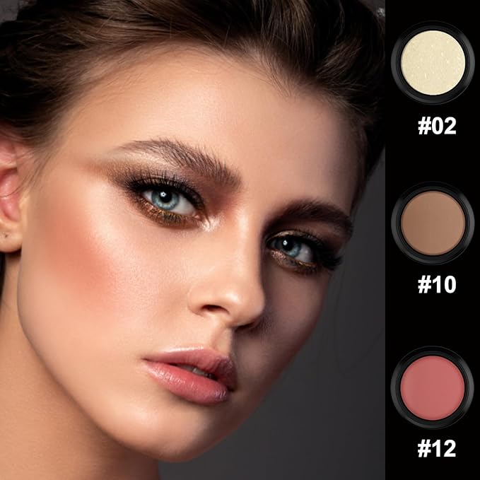 PHOERA Foundation,3 PCS Contour Stick Makeup Kit, Shades Contour/Buff Beige+Sand+#02,#10,#12)