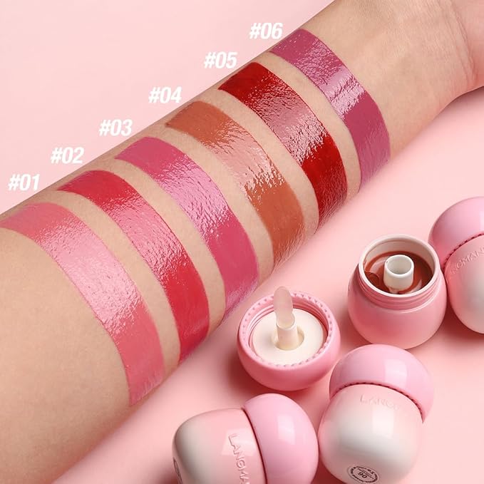Mushroom Milk Can Lip Jelly Lipstick, Silicone Brush Pudding