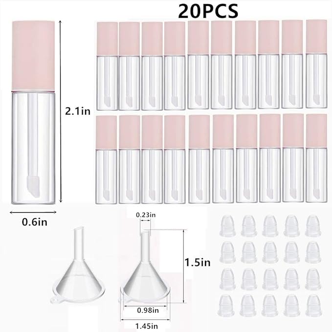 Pink lip gloss tubes with wand empty bottles gloss