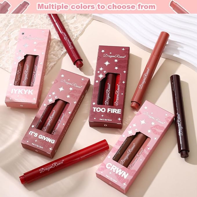 3 Colors Matte Lipstick Set, Nude Lipstick Makeup Long