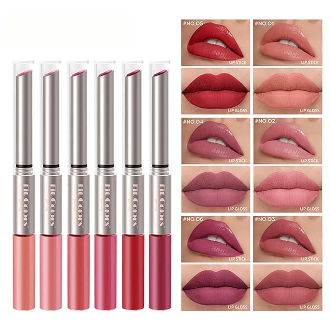 Matte Lipstick Lip Gloss Double-headed Nude Velvet Multicolor Gloss