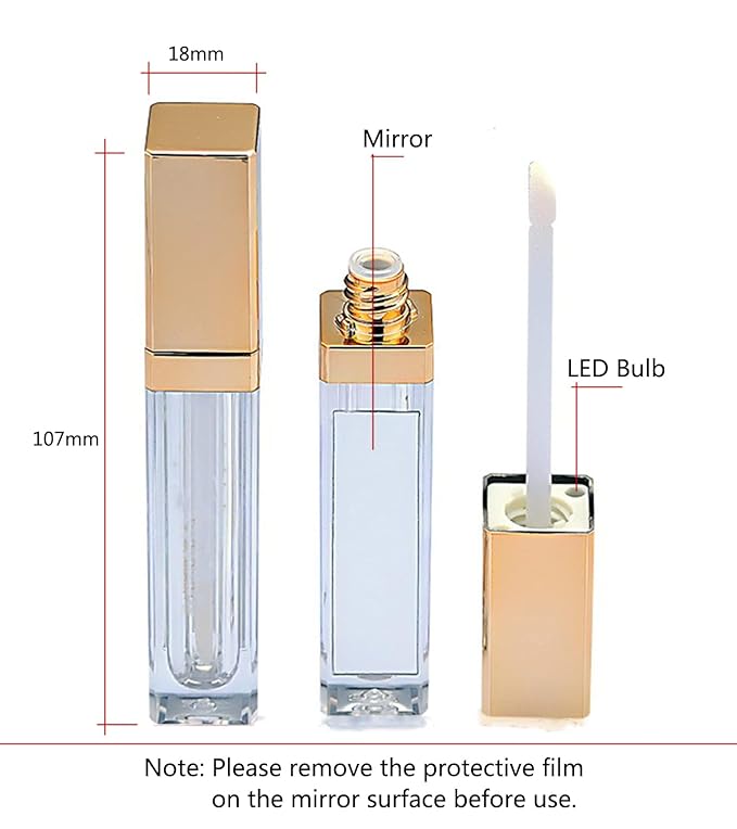 10 Pcs 7ml Square Plastic Lip Gloss Tubes 7ml