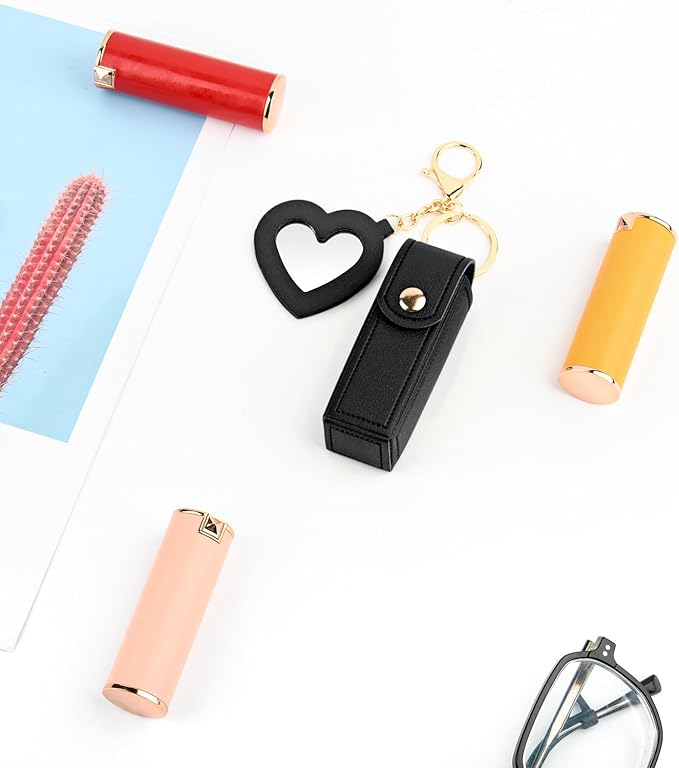 Lipstick Organizer Keychain Chapstick Case with Mirror Organizer