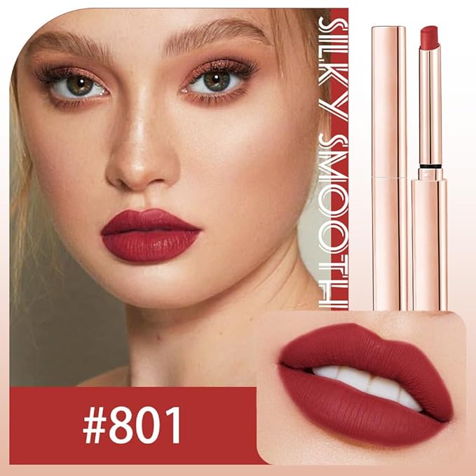 2Pcs Wine Red Orange Nude Lipstick Matte Sets,Velvet Orange