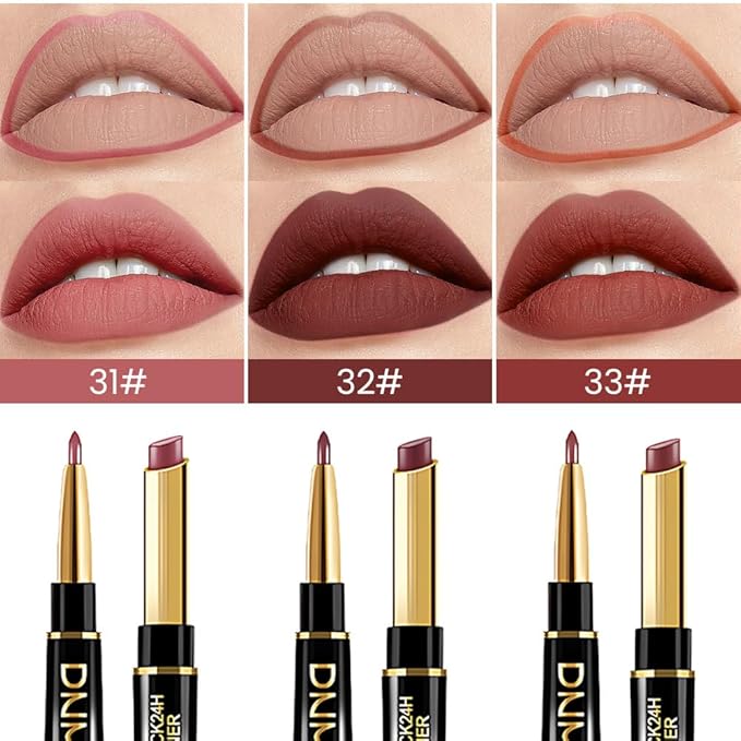 evpct 3Pcs Matte Lip Liner and Lipstick Comb