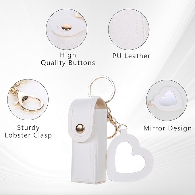 Lipstick Keychain Holder with mirror Chapstick Holder Keychain Organizer
