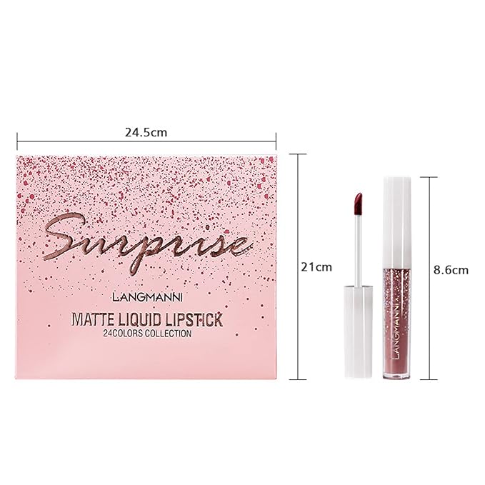 24Pcs Long-Lasting Matte Nude Lip Gloss Lipstick Lip Long-Lasting