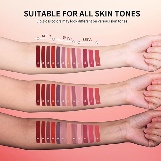4 Colors Lipstick, Matte Liquid Lip Gloss Set, Gloss