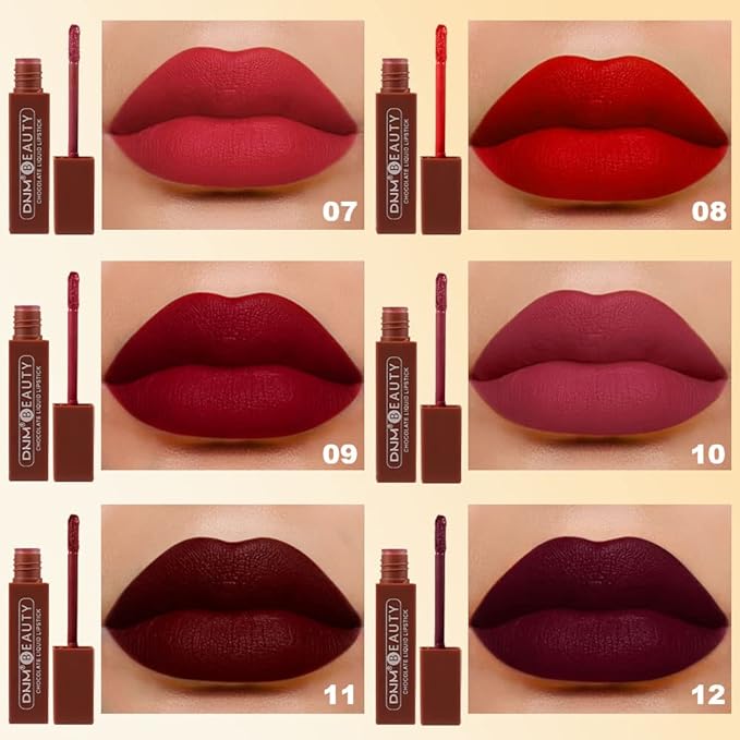 6 Pcs Chocolate Matte Liquid Lipstick Lipgloss Lip Lipgloss