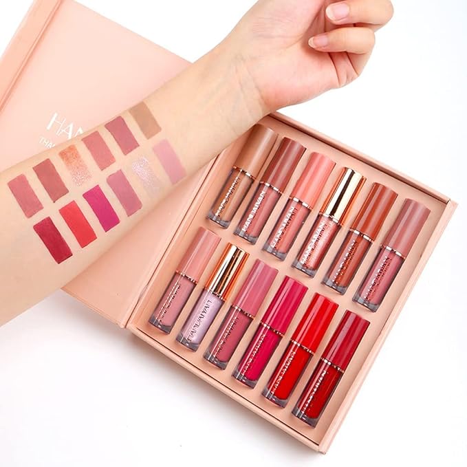 12 Colors Matte Nude Lipstick Set Velvety Long Long