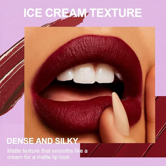 2 Pcs Halloween Dark Matte Liquid Lipstick + Lip Liner Pens Sets, 8 Colors High Pigmented Goth Sexy & Bold Lip Gloss, 24H Waterproof Long-lasting Matte Lipstick , Non-Stick Cup Velvety Lip Makeup for Women (01 Black)