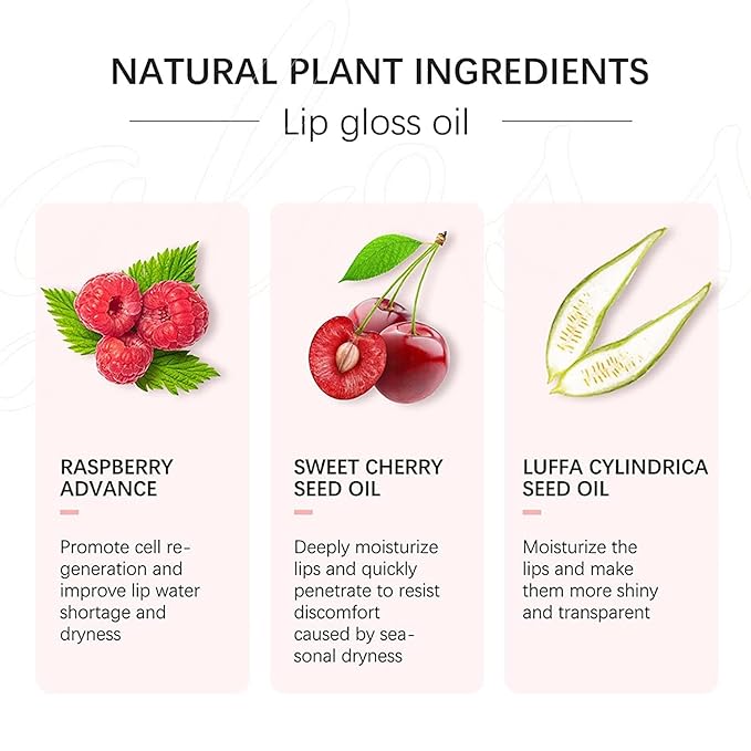 2 Set Lip Oil Hydrating Tinted Lip Balm, Plump Lip Gloss Lip Care Transparent Toot Lip Oil Tinted, Fresh Texture & Non-sticky, Nourishing Repairing Lightening Lip Lines Lip Care Products (Raspberry / Cherry)