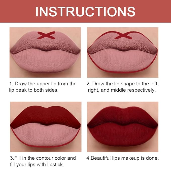 evpct 1Pcs Dark Red Lip Liner and Lipstick