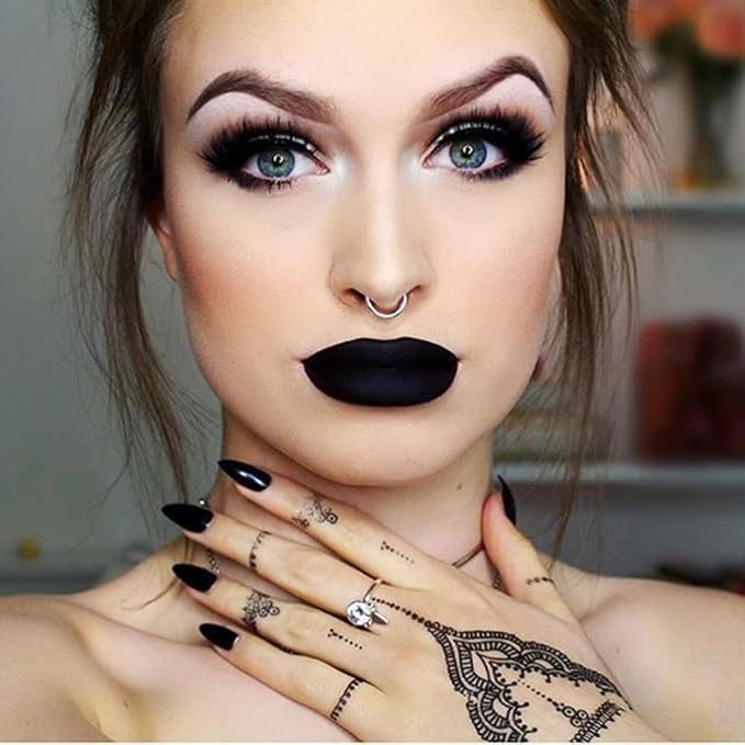 Halloween Black Matte Lipstick, Black Lip Face Body Long