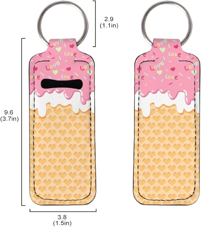 Horeset Ice Cream Chapstick Holder Keychain Slim Neoprene Gloss