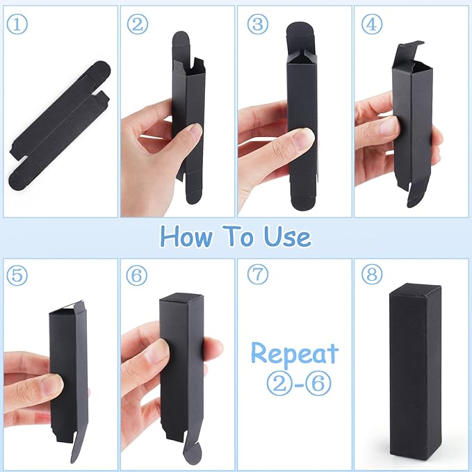Cositina 100 Pack 0.78 * 0.78 * 3.34 inch Kraft Paper Lipstick Box Rectangle Lip Balm Kraft Boxes Essence Oil Bottle Packaging Organzier for Makeup Sample Tube Storage DIY Gifts - Black