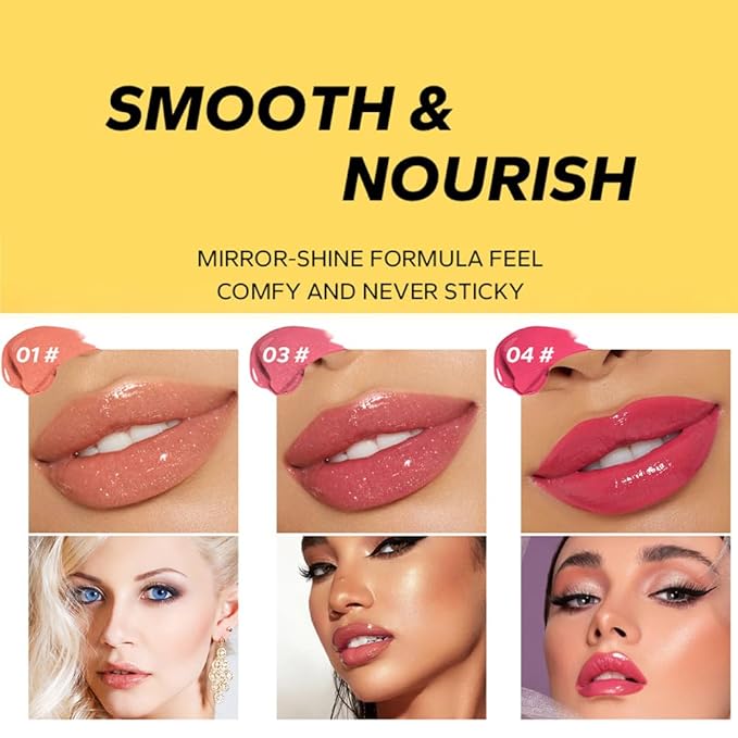 3PCS Beauty Glazed Juicy Lip Oil Slick Click Glazed