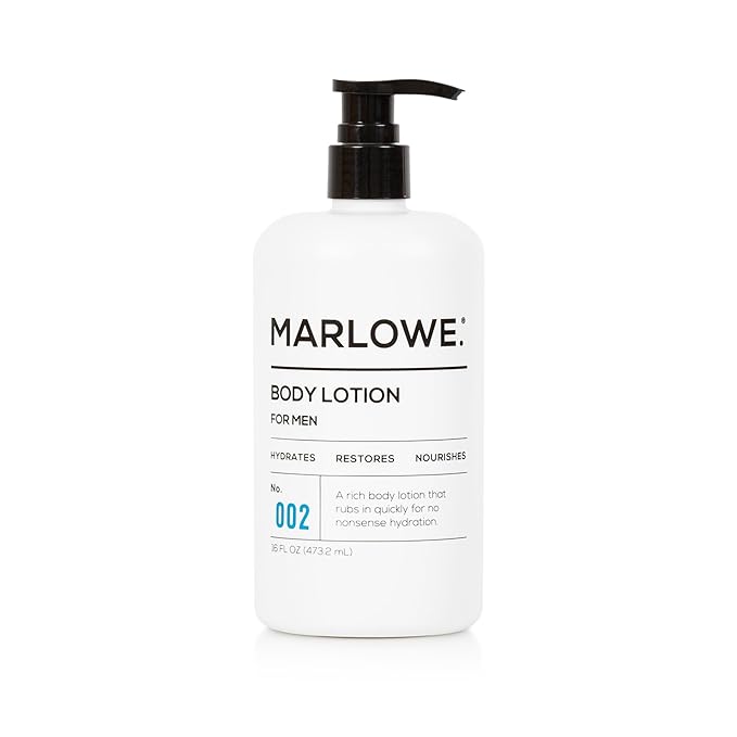 No. 002 Moisturizing Body Lotion 16 oz, Daily Dry Skin Lotion for Men, Made with Hydrating Natural Aloe Vera, Vegan, Oil Free, Light Fresh Tonka Scent