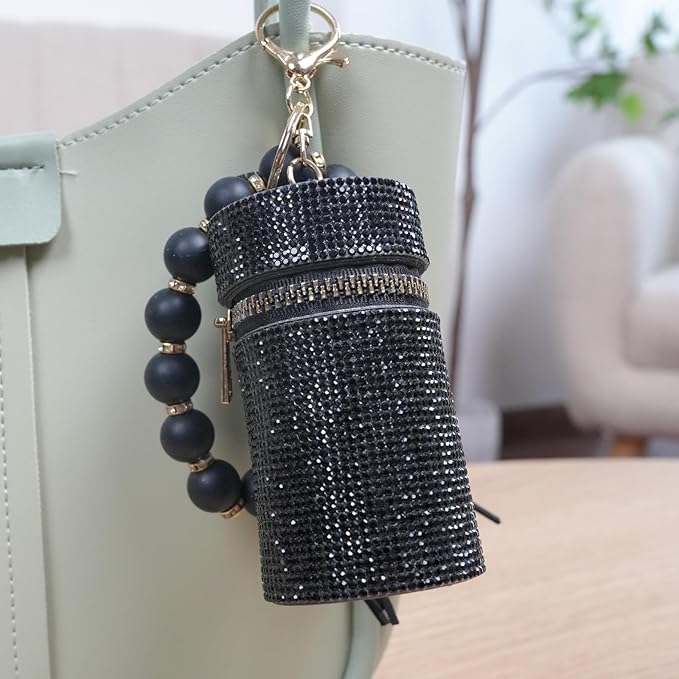 Lipstick Keychain, Leather Diamond Lip Gloss Holder, Stylish Gloss
