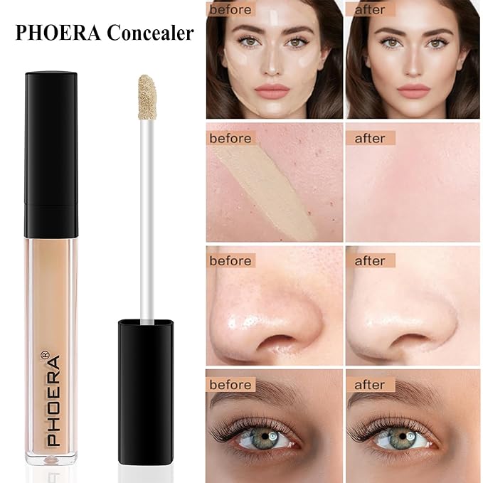 PHOERA Foundation,3 PCS Contour Stick Makeup Kit, Shades Contour/Nude+Buff Beige+#03,#09,#12)