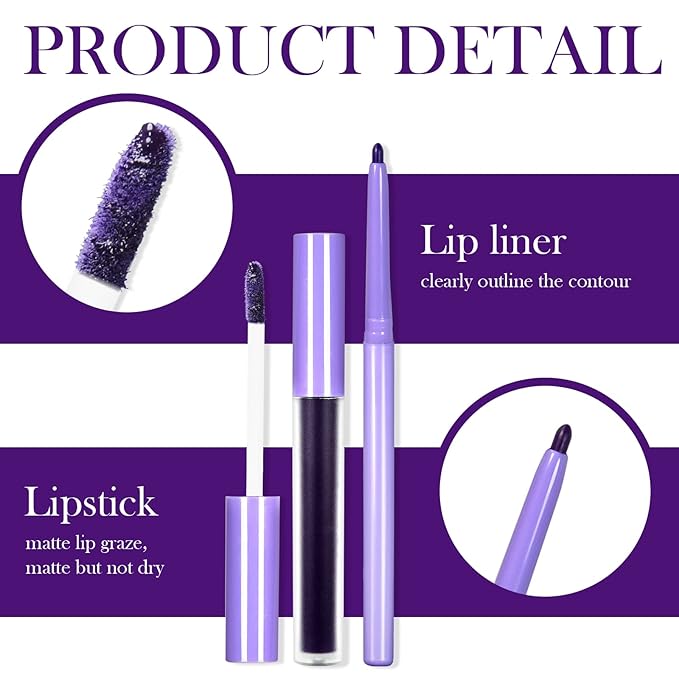 DAGEDA Matte Liquid Lipstick, 2Pcs Lip Liner DAGEDA