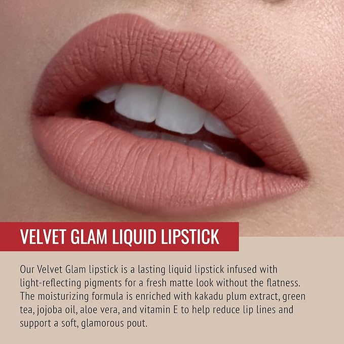 Runway Rogue Velvet Glam Liquid Lipstick, Almost-Matte Terra Cotta Lipstick with a Hint of Spice, ‘Photogenic’