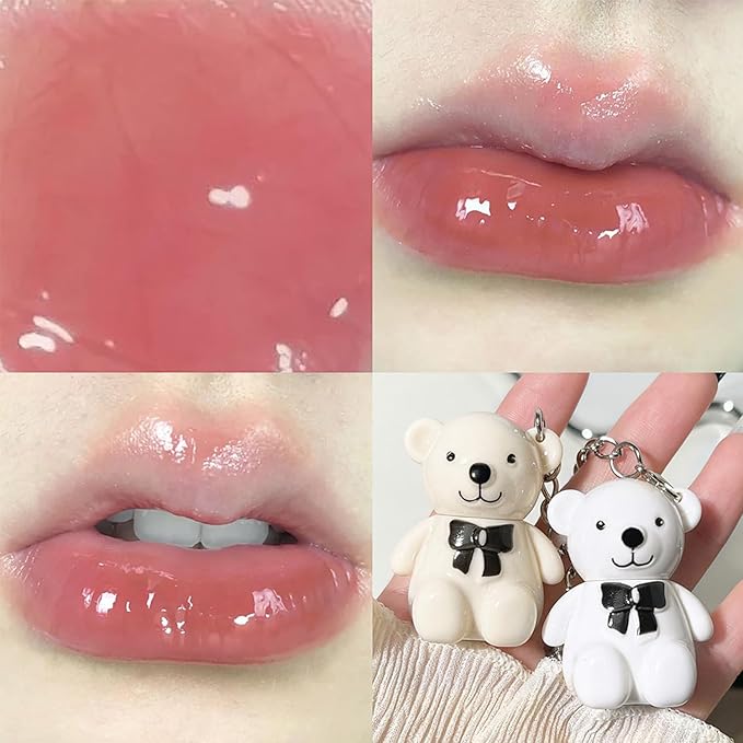 Yasovigi Bear Lip Gloss Keychain, Mirror Lip Tint Yasovigi