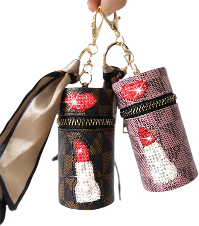 2Pcs Lipstick Organizer, Luxury Leather Lip Gloss Bag, Organizer,