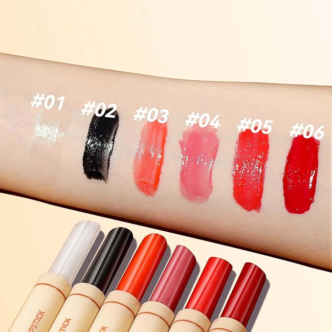 Wine Moisturizing Lipstick Korean Glossy Juicy Tinted Lip Balm, Long Lasting Non-Stick Lip Gloss Mirror Glass Lip Makeup,Lip Tint Stain Stick, High-gloss for Plumper Looking Lips,Vegan, 06