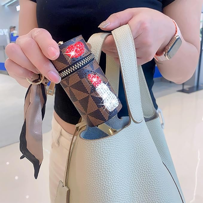 2Pcs Lipstick Organizer, Luxury Leather Lip Gloss Bag, Organizer,