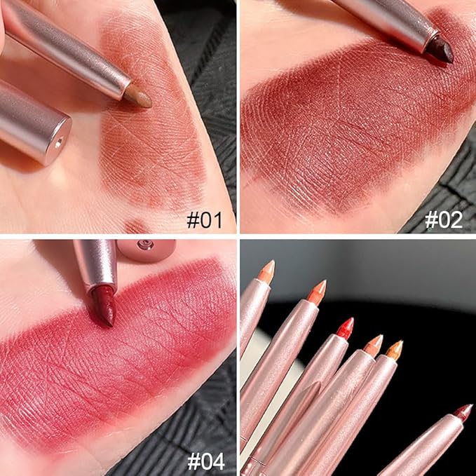 3pcs Matte Red Lip Liner Pencil Cream Retractable Recharge
