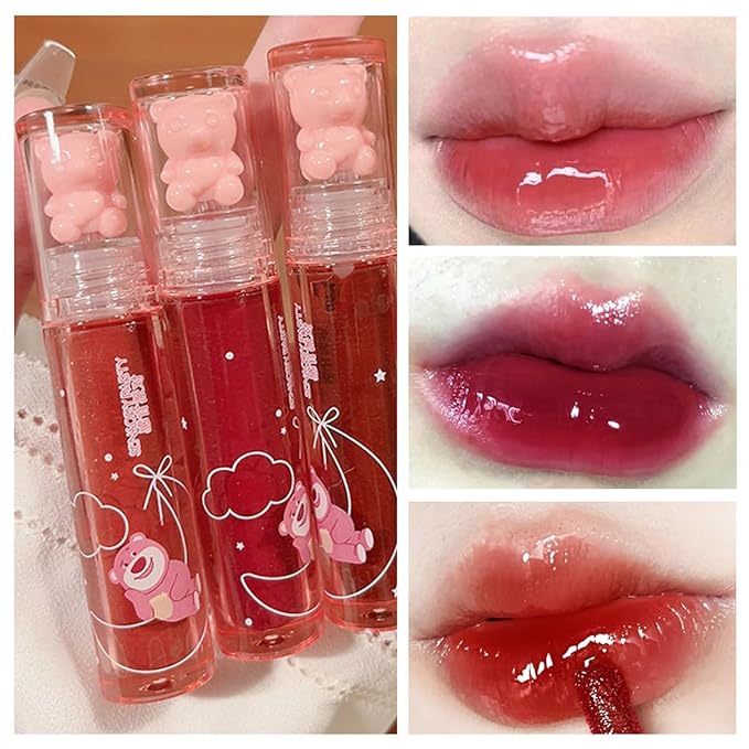 Yasovigi 6pcs Jelly Lip Gloss Bear Lip Stain Yasovigi