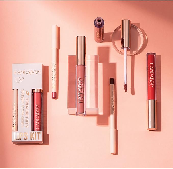 Matte Lip Liner Pen and Velvet Lipstick Set, Long